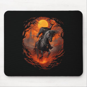 Scary Pumpkin Headless Horseman Halloween Mouse Mat