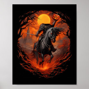 Scary Pumpkin Headless Horseman Halloween  Poster