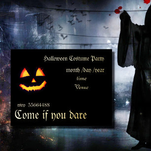 scary pumpkin in the dark - Halloween Foil Invitation Postcard