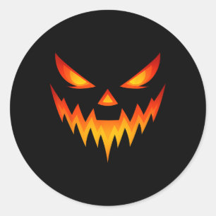 Scary Pumpkin Jack O Lantern Face Halloween Costum Classic Round Sticker