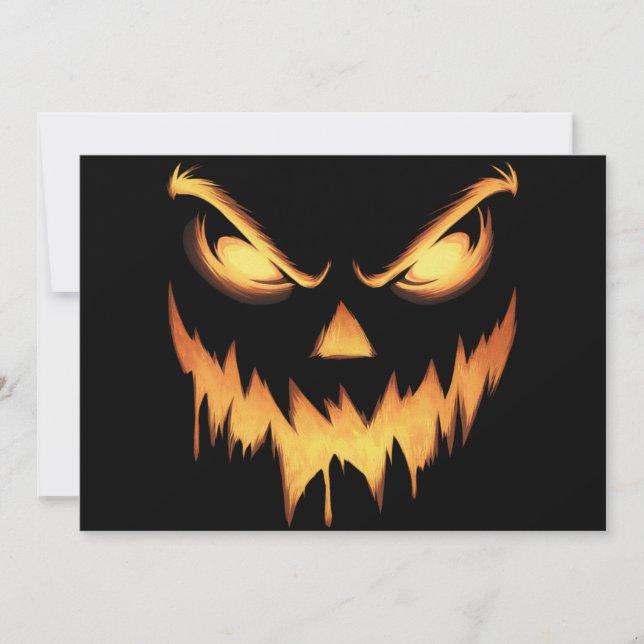 Scary Pumpkin Jack O Lantern Face Halloween Invitation (Front)