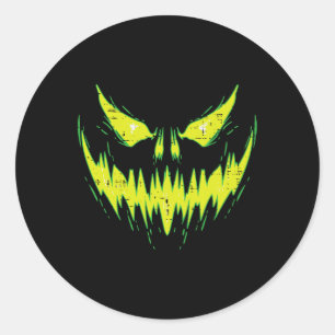Scary Pumpkin Jack O Lantern Face Halloween Men Bo Classic Round Sticker