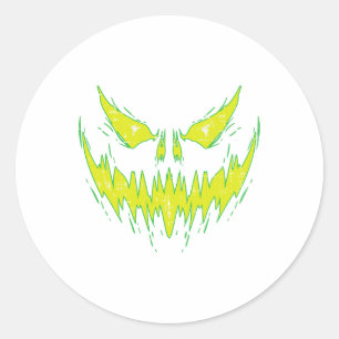 Scary Pumpkin Jack O Lantern Face Halloween Men Bo Classic Round Sticker