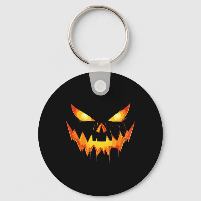 Scary Pumpkin Jack O Lantern Face Halloween Men Bo Key Ring (Front)