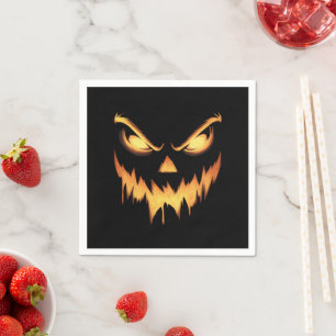 Scary Pumpkin Jack O Lantern Face Halloween Napkin