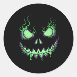 Scary Pumpkin Jack O Lantern Spooky Halloween Kids Classic Round Sticker