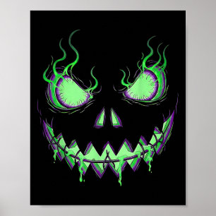 Scary Pumpkin Jack O Lantern Spooky Halloween Kids Poster
