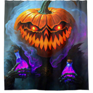 Scary Pumpkin Monster Shower Curtain