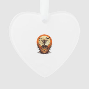 Scary Pumpkin Scarecrow Haunted House Full Moon Ha Ornament