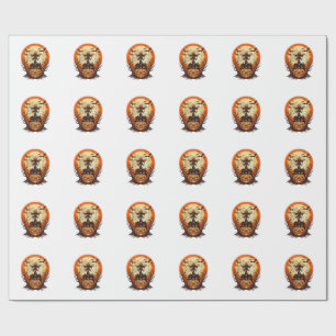 Scary Pumpkin Scarecrow Haunted House Full Moon Ha Wrapping Paper
