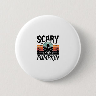 Scary Pumpkin Vintage Haunted House Halloween Desi 6 Cm Round Badge