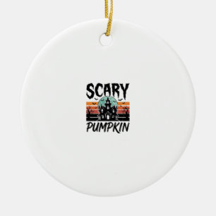 Scary Pumpkin Vintage Haunted House Halloween Desi Ceramic Tree Decoration