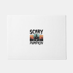 Scary Pumpkin Vintage Haunted House Halloween Desi Doormat