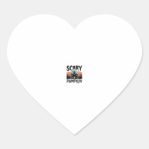 Scary Pumpkin Vintage Haunted House Halloween Desi Heart Sticker
