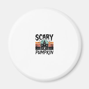 Scary Pumpkin Vintage Haunted House Halloween Desi Magnet