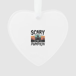Scary Pumpkin Vintage Haunted House Halloween Desi Ornament
