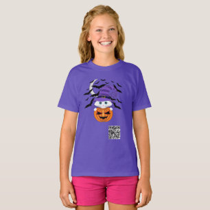 Scary Pumpkin with a White Kitty and Witches Hat T-Shirt