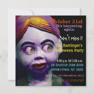 Scary Puppet Doll  Creepy Halloween Invitation