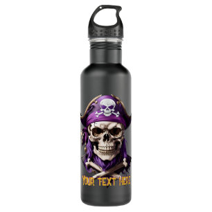 Scary Purple Pirate Skull and Crossbones 710 Ml Water Bottle