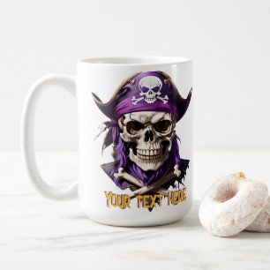 Scary Purple Pirate Skull and Crossbones Coffee Mug