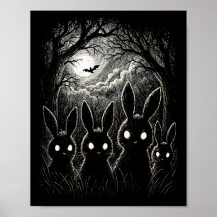 Scary Rabbit Eyes Forest Creepy Halloween Costume  Poster
