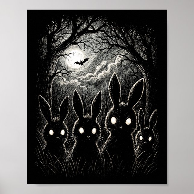 Scary Rabbit Eyes Forest Creepy Halloween Costume  Poster (Front)
