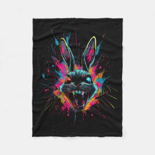 Scary Rabbit Halloween Horror Easter Day Bunny Fleece Blanket