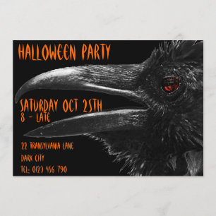 scary raven halloween invitation