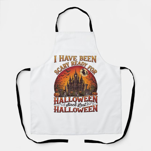 Scary Ready Halloween Haunted Castle Witch Pumpkin Apron (Front)