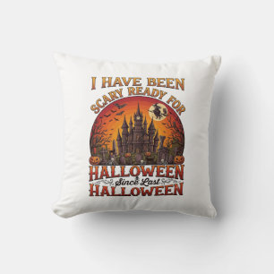 Scary Ready Halloween Haunted Castle Witch Pumpkin Cushion