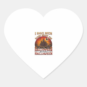 Scary Ready Halloween Haunted Castle Witch Pumpkin Heart Sticker
