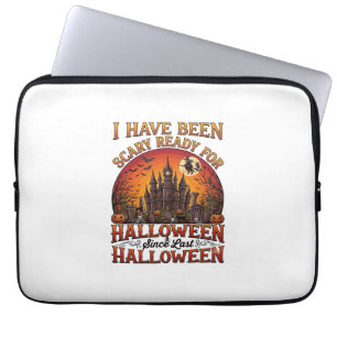 Scary Ready Halloween Haunted Castle Witch Pumpkin Laptop Sleeve