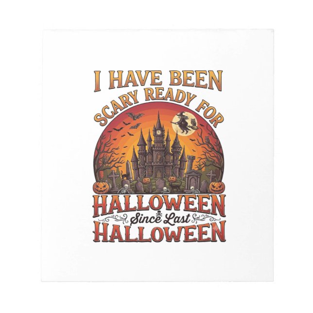 Scary Ready Halloween Haunted Castle Witch Pumpkin Notepad (Front)