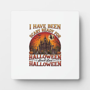 Scary Ready Halloween Haunted Castle Witch Pumpkin Plaque