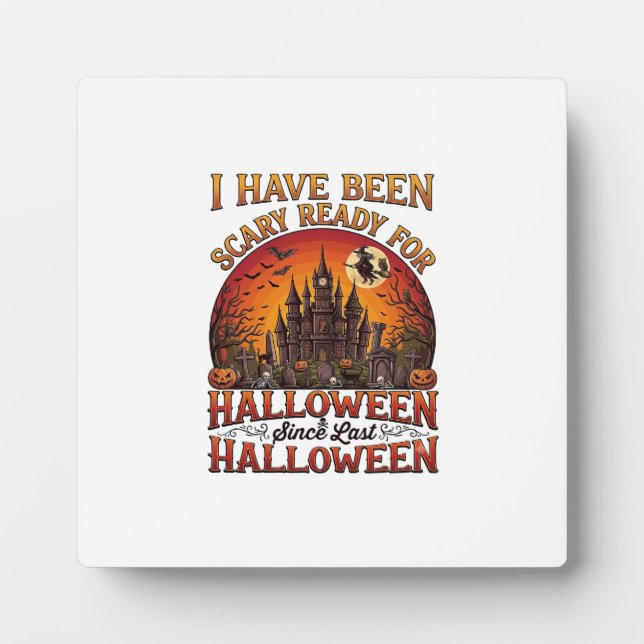 Scary Ready Halloween Haunted Castle Witch Pumpkin Plaque (Front)