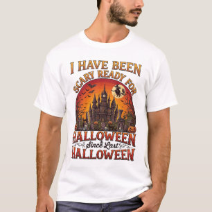 Scary Ready Halloween Haunted Castle Witch Pumpkin T-Shirt
