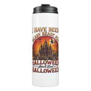 Scary Ready Halloween Haunted Castle Witch Pumpkin Thermal Tumbler