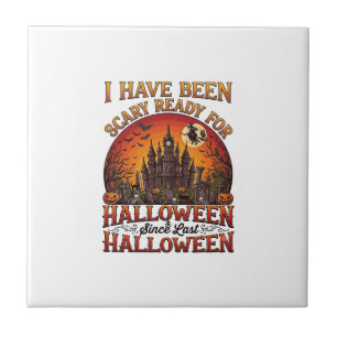 Scary Ready Halloween Haunted Castle Witch Pumpkin Tile