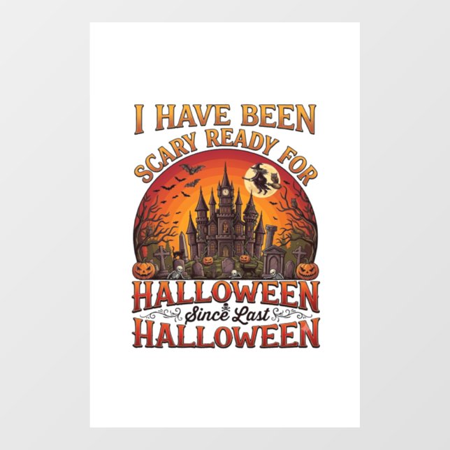 Scary Ready Halloween Haunted Castle Witch Pumpkin Window Cling (Sheet)