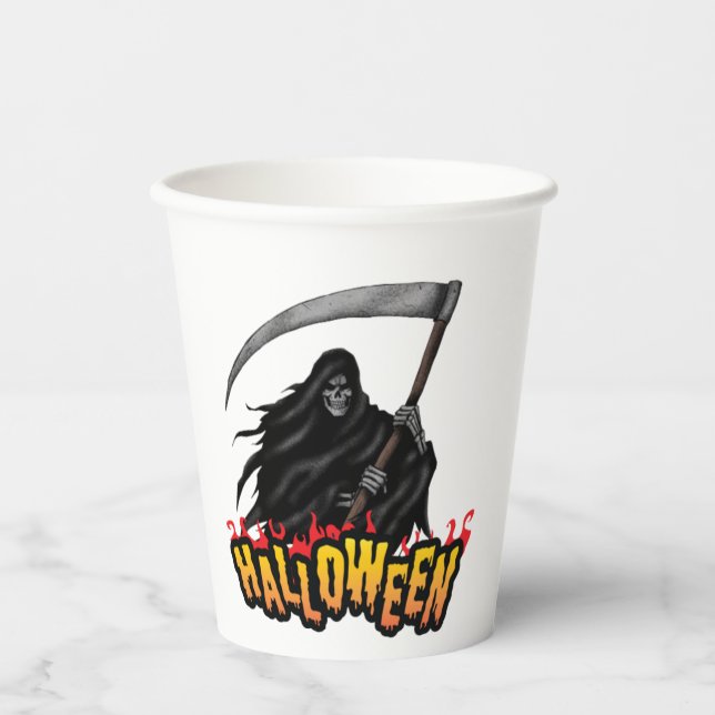 Scary Reaper Man Halloween    Paper Cups (Front)
