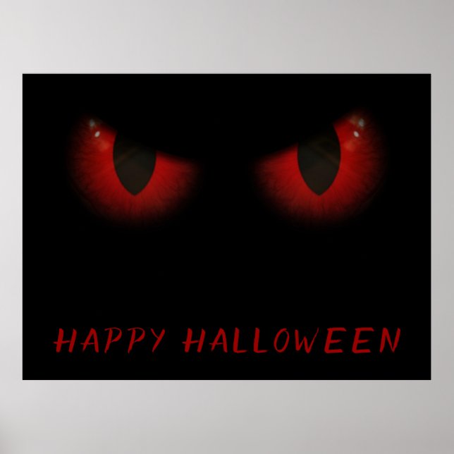 Scary Red Halloween Eyes Poster (Front)
