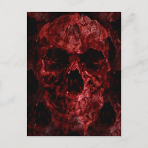 Scary red Halloween skull of horror Postcard