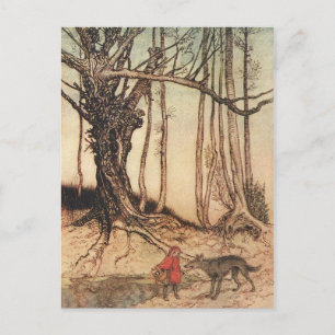 Scary Red Riding Hood Postcard