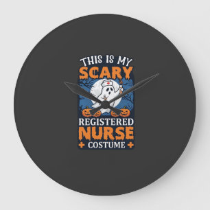 Scary Registered Nurse Costume Ghost Pumpkins Hall Large Clock