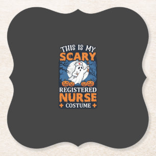 Scary Registered Nurse Costume Ghost Pumpkins Hall Paper Coaster