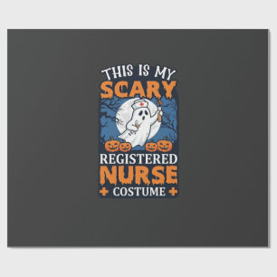 Scary Registered Nurse Costume Ghost Pumpkins Hall Wrapping Paper