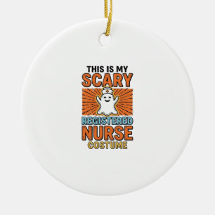 Scary Registered Nurse Costume Halloween Design_1 Ceramic Tree Decoration