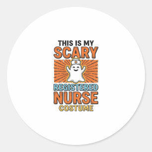 Scary Registered Nurse Costume Halloween Design_1 Classic Round Sticker