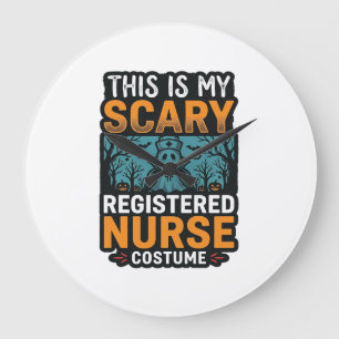 Scary Registered Nurse Costume Halloween Shirt Des Large Clock