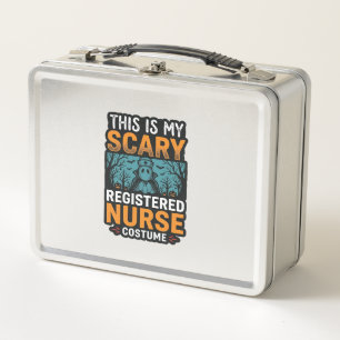 Scary Registered Nurse Costume Halloween Shirt Des Metal Lunch Box